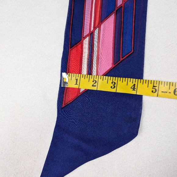 Vintage Heidy Silk Skinny Scarf Purple Pink Abstract Print  4x60 - Picture 6 of 7